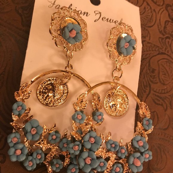 Handmade Floral Chandeleir Earrings - Picture 2 of 2